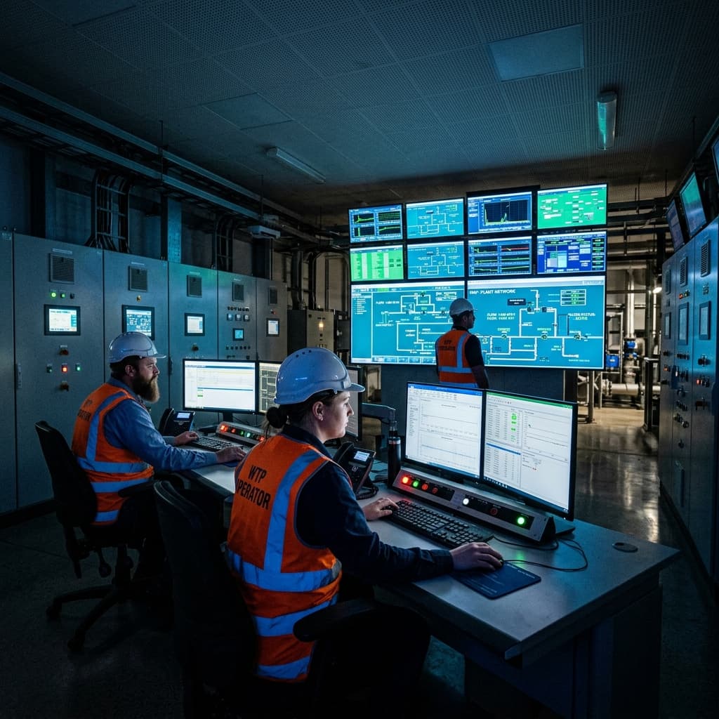 Centrum sterowania wodociągami – operatorzy przy systemach SCADA